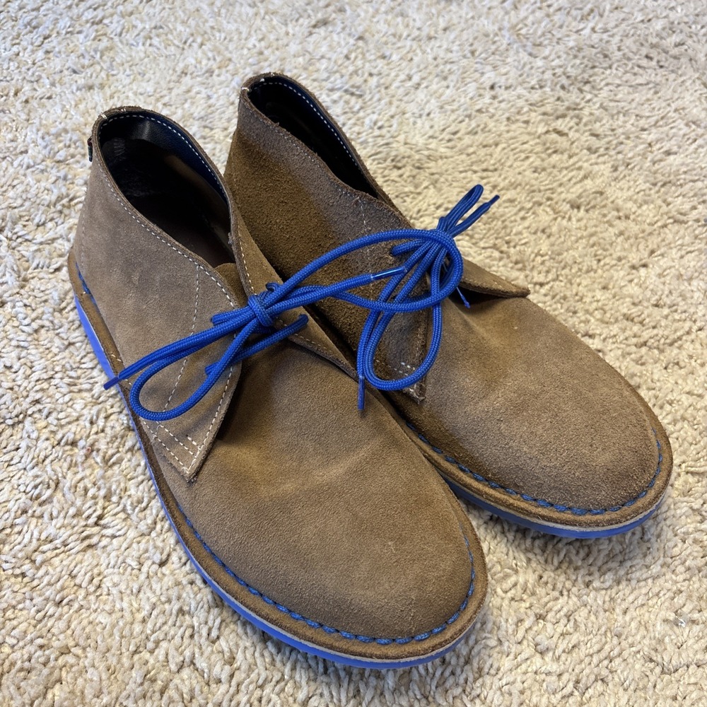 Veldskoen Heritage Mens J Bay Blue Sole Brown Suede Lace Up Shoes 7.5